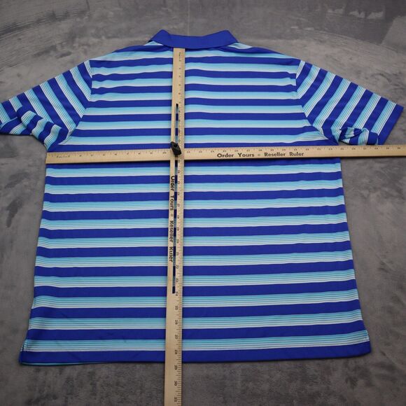 Nike Golf Polo Shirt Men XL Extra Blue Striped Casual Dri Fit Golfer Stretch Cam - Picture 3 of 16